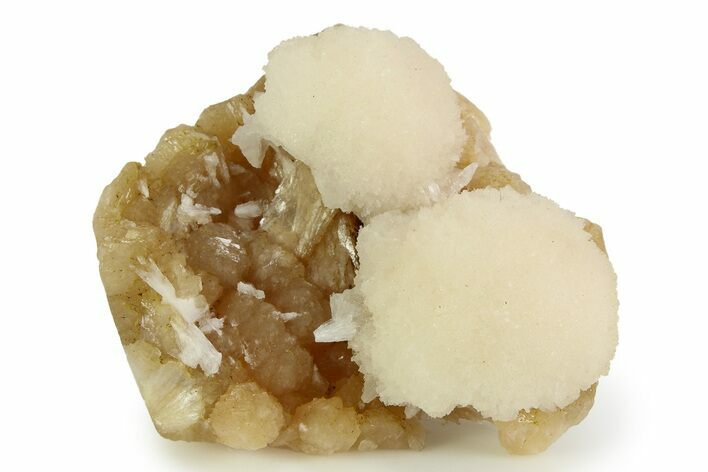 Scolecite Crystals on Honey-Colored Stilbite - India #343049